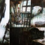 LA STANZA DI ALICE, polittico olio pigmenti e smalti su tavola, 40x80cm, 2013, di Mariarosaria Stigliano