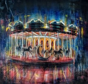 CAROUSEL, oil pigments and enamel on canvas, 60x60cm, 2018, Mariarosaria Stigliano